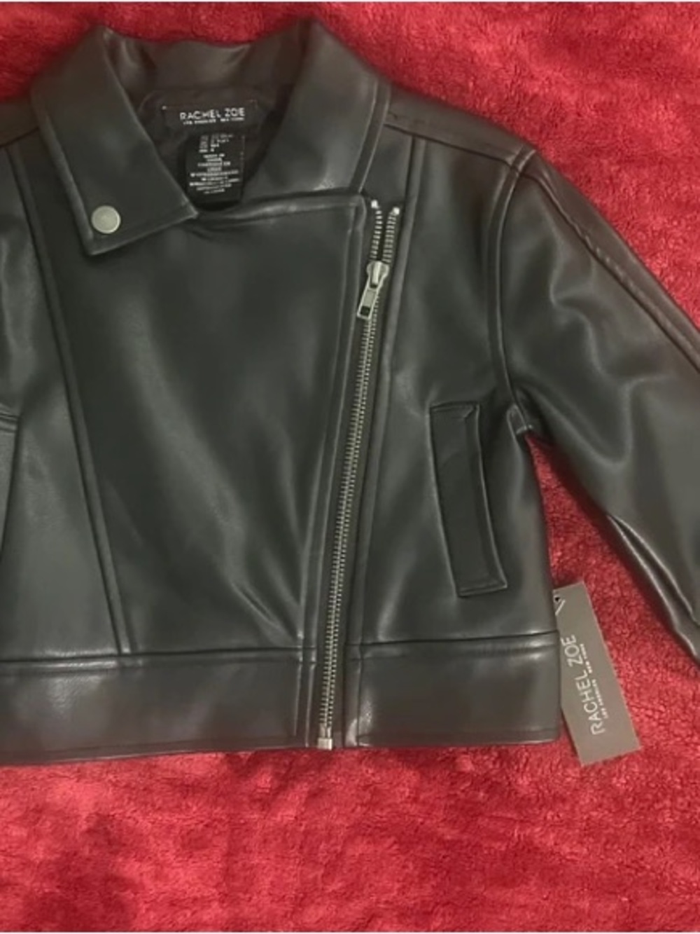 Rachel Zoe Black Faux Leather Kids Biker Jacket